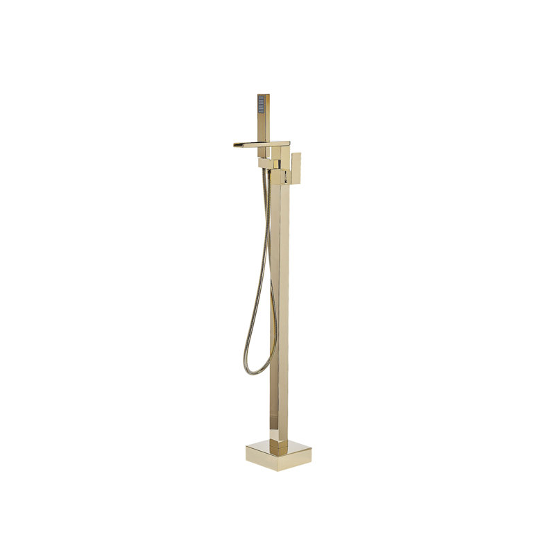 Alixandra 1 Handle Floor Bath Shower Mixer Bath Filler with Diverter, Gold