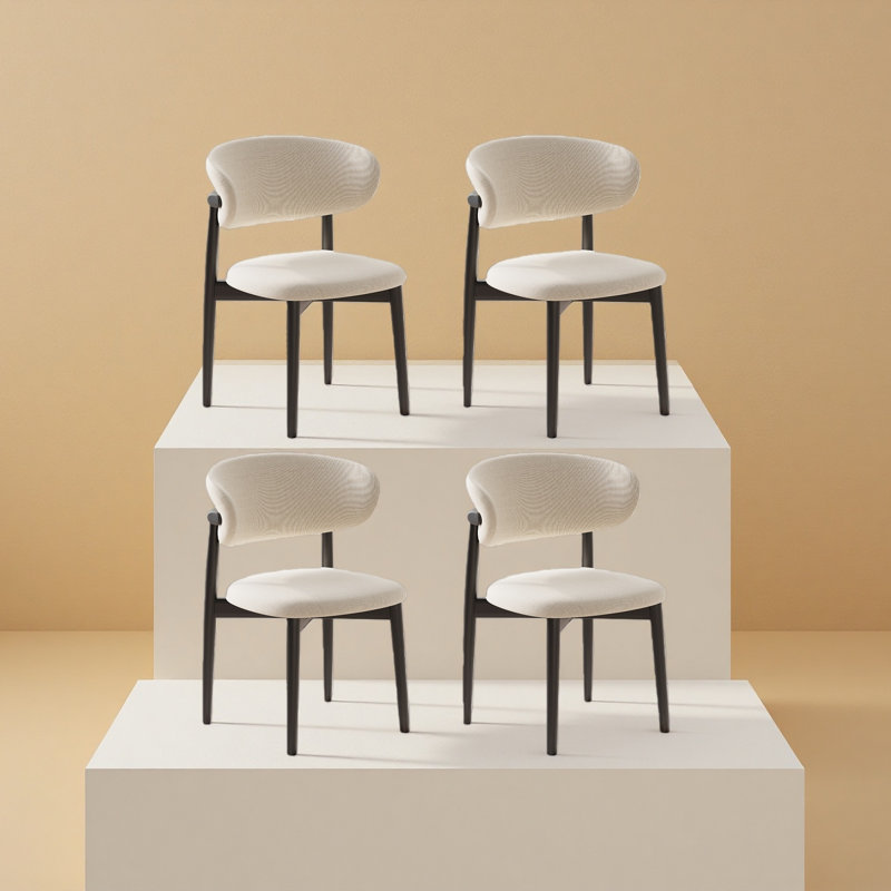 Chaises de salle à manger de style Mid-Century, pieds en bois massif noir, besoin non assemblé, chaises de cuisine beiges pour la salle à manger, ensemble de 4