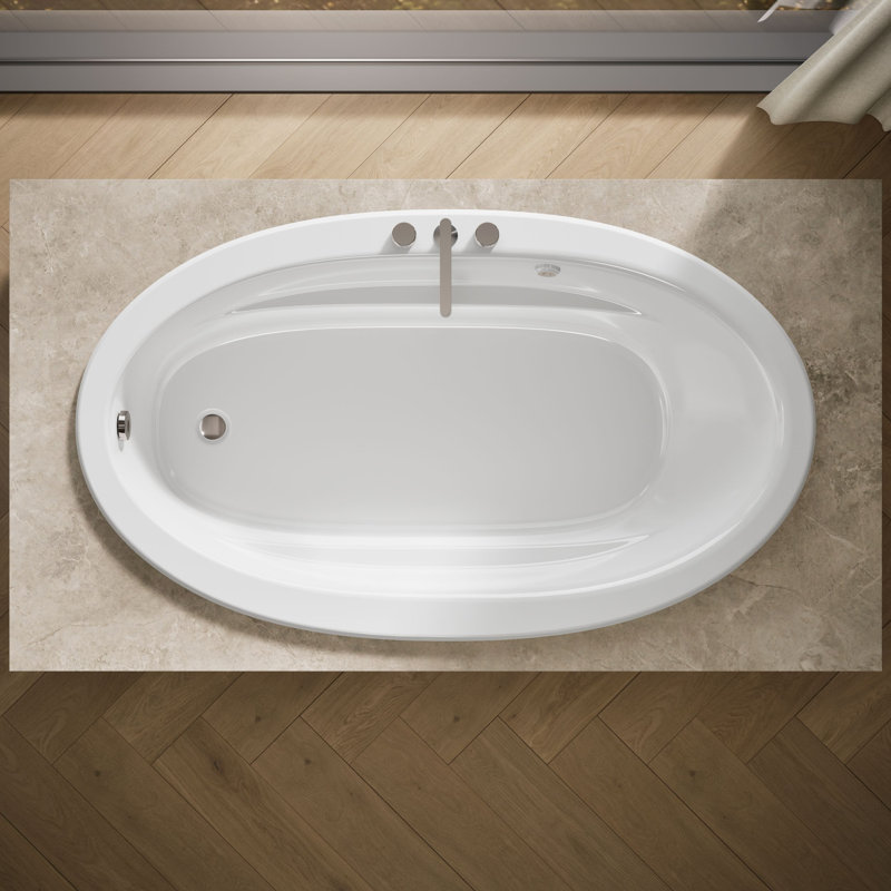 Sunward 72-In X 42-In Heated Bubblemassage Air Bath With Reversible Drain, White