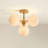 Modern Multi-Light Flush Mount – Metal, Glass & Gold, Ivory White Globe 4-Light Hardwired Dimmable Ceiling Light for Living Room or Bedroom in Modern, Mid-Century, and Contemporary Style