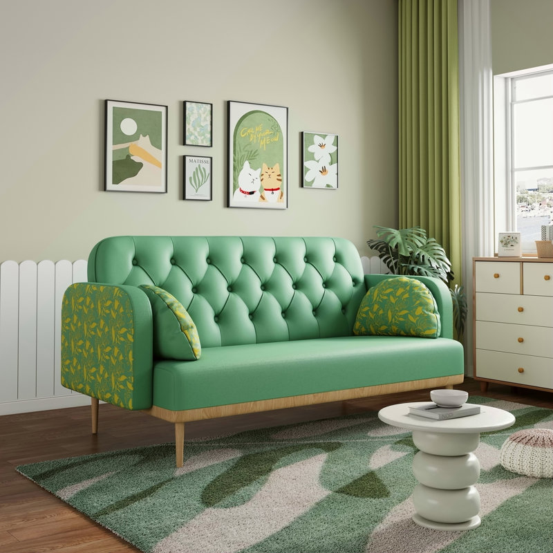 Canapé vert avec motif tulipe, Vert