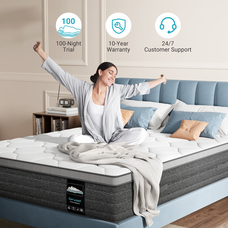 Hybrid Memory Foam Mattress With Fiberglass Free For Cooler Sleep Supportive & Pressure Relief, Medium Firm, Full, 12"