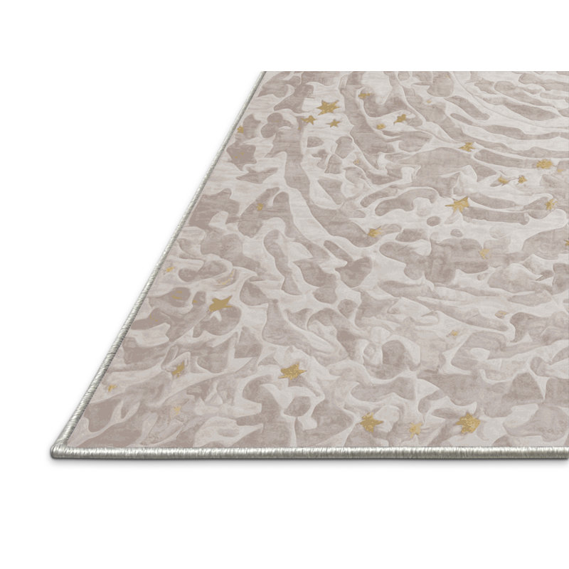 Tapis beige soyeux et moelleux, Rectangle 7 pi x 9 pi