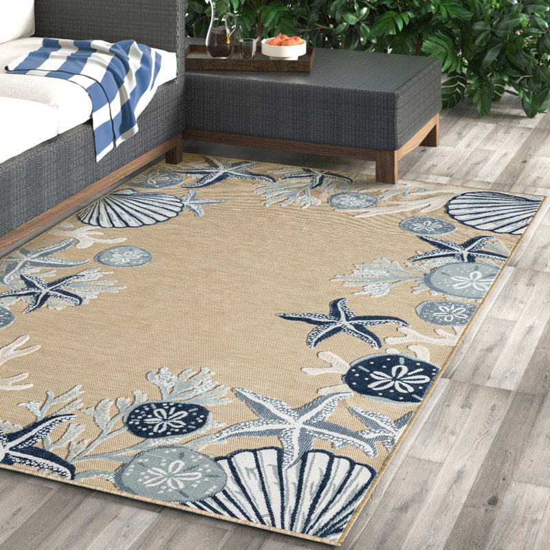 Tapis d'intérieur beige / bleu à motif floral tissé à la machine, Rectangle 7 pi 9 po x 9 pi 9 po