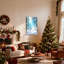 «Christmas Winter Forest Deer Snow Light Trees Path», ensemble de 3 impressions sur toile bleues-1198912292