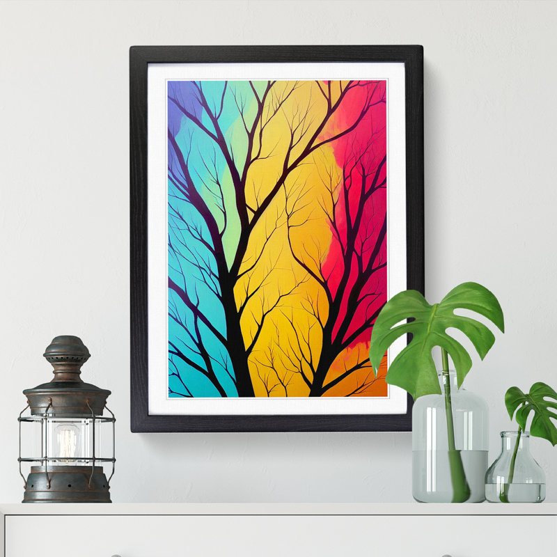 Tree Abstract In Colour Vol.2 - Single Picture Frame Print, Black, 64cm H x 46cm W x 2cm D
