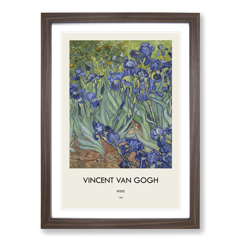 Irises by Vincent Van Gogh - Framed Print, 36cm H x 27cm W x 2cm D, Walnut Framed Framed