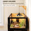 Pavillon de tortue en bois jaune avec tablette de rangement, grandes fenêtres transparentes à l'avant pour une meilleure visibilité, plateau ouvert et porte-lampe - rangement facile, bon abri confortable