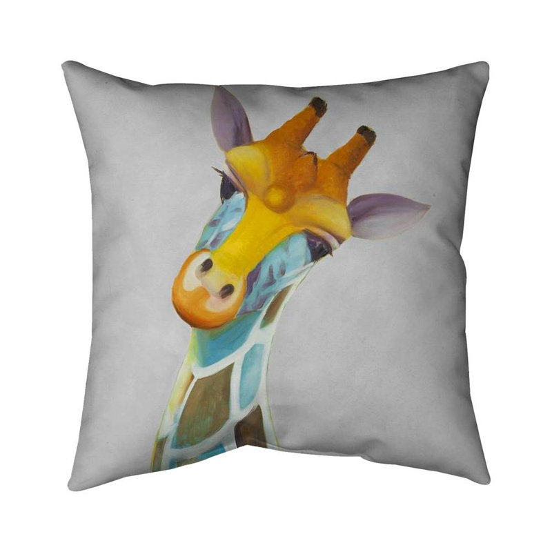 Colorful giraffe - 20"x20" Throw pillow - Poly twill - Print on demand, Blue