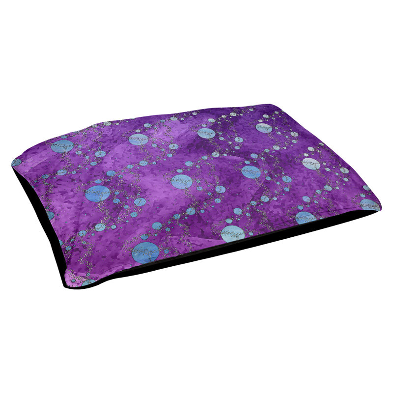 Coussin d'extérieur pour chien Byrge Planets Stars, Très grand (l 52 po x P 42 po x H 17 po), Bleu / rose / violet
