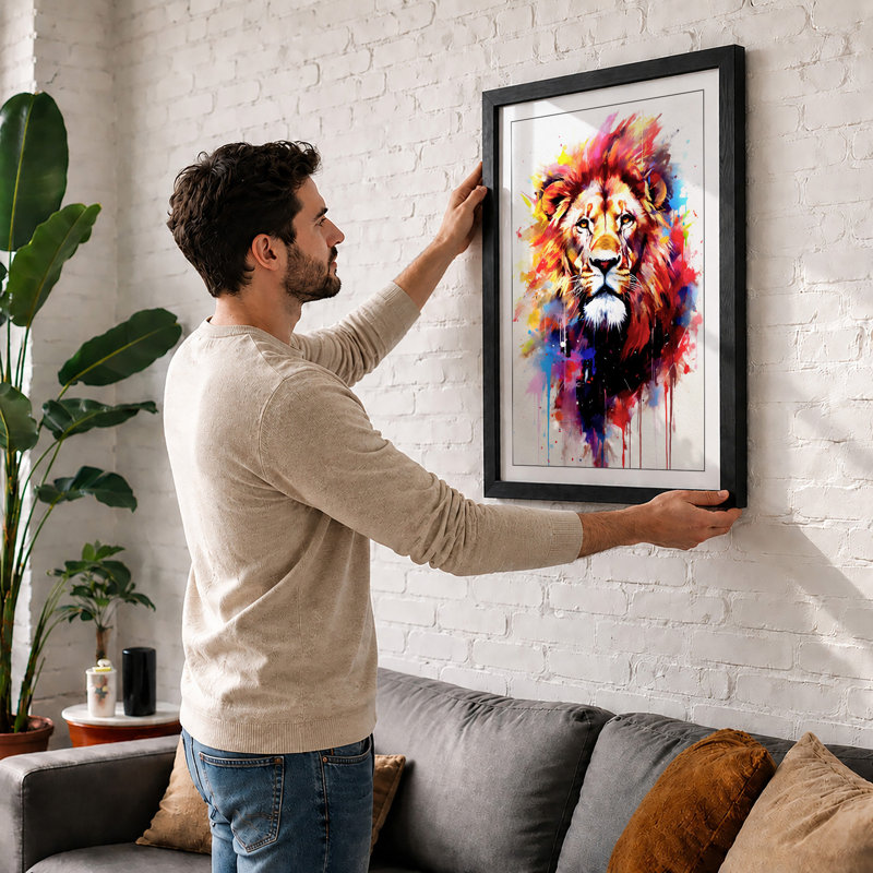 Colourful Lion Modern - Print, A4 - 29.7 x 21.0 cm, Black