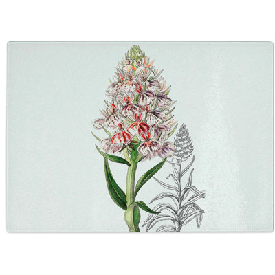Tempered Glass Spiked Orchid Chopping Board