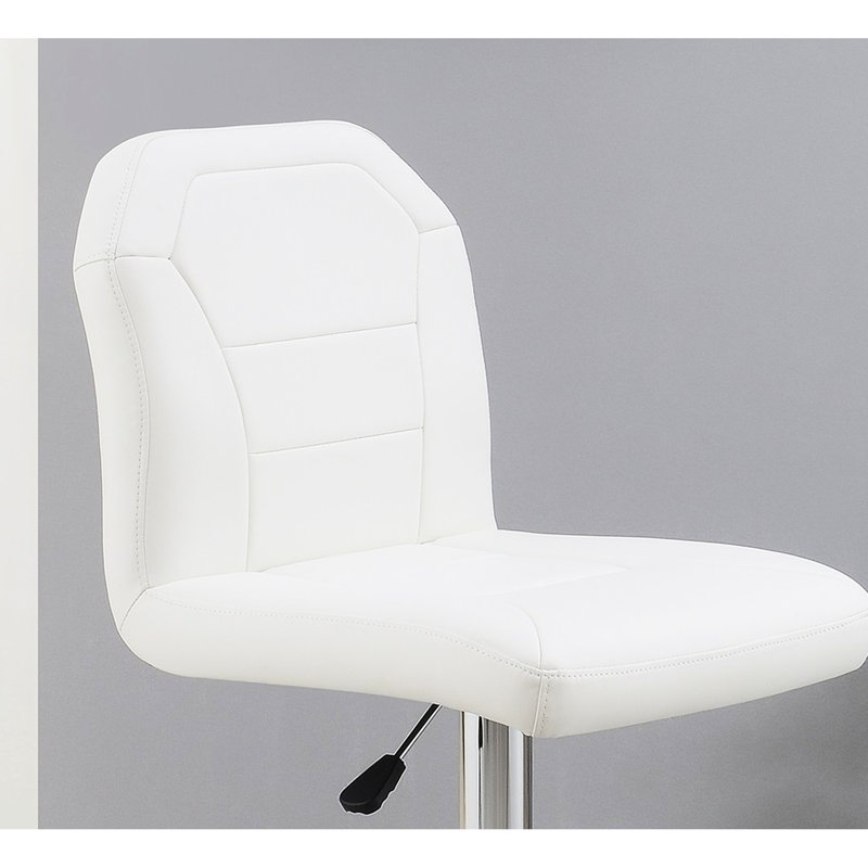 Tabouret réglable contemporain de 2 pièces, tabourets de salle à manger en similicuir blanc, base en métal, siège en cuir
