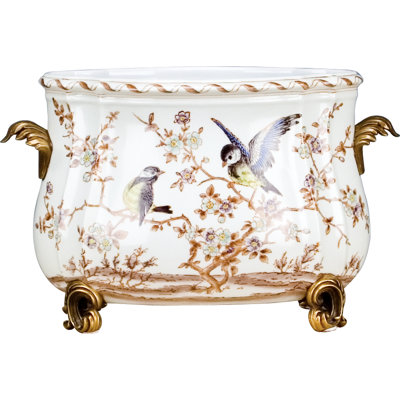 Pot à fleurs en porcelaine or / gris Ormolu
