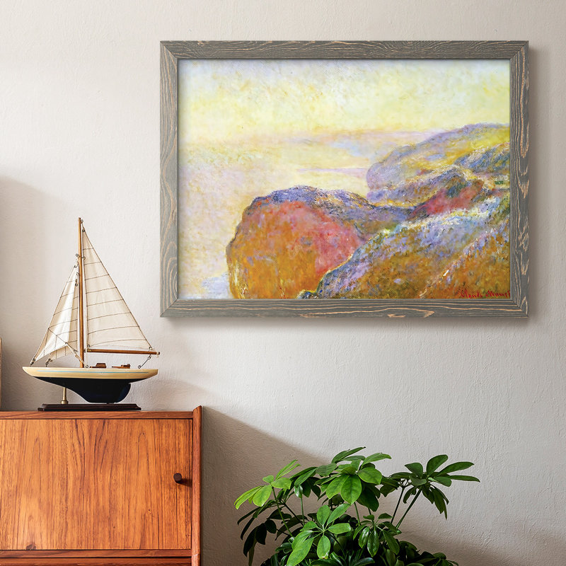 At At Val, reproduction d'art encadrée sur toile par Claude Monet, Gris, H 26 po x l 38 po x P 1,5 po