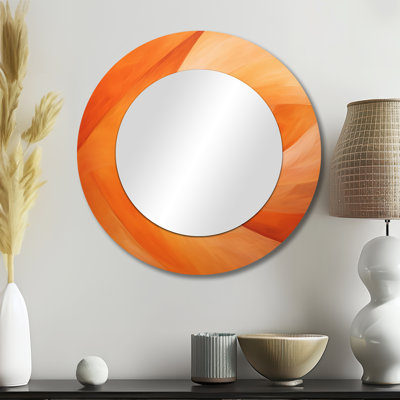 Tangerine Twist Spriral - miroir spirales abstraites, miroir mural rond pêche, impression sur métal