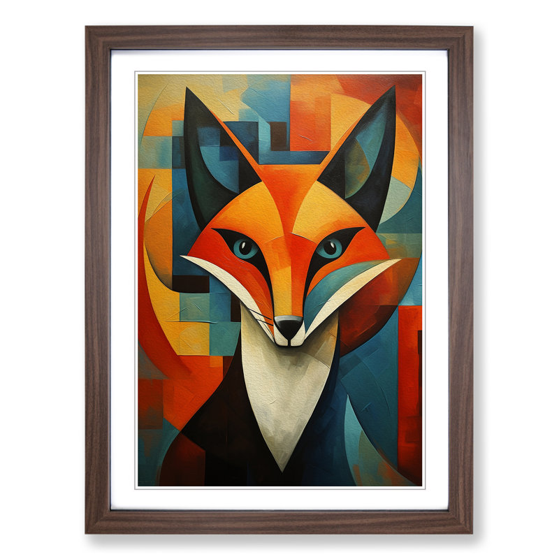 Fox Constructivism No.2 - Framed Print, 46cm H x 34cm W, Walnut Framed