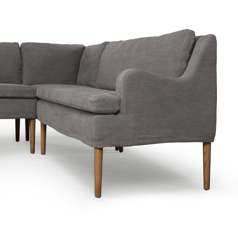 Aurelia Modular 3-Piece Slipcover Sectional, Broadway Coffee Linen, Right Hand Facing, 34.5" H x 99" W x 76" D
