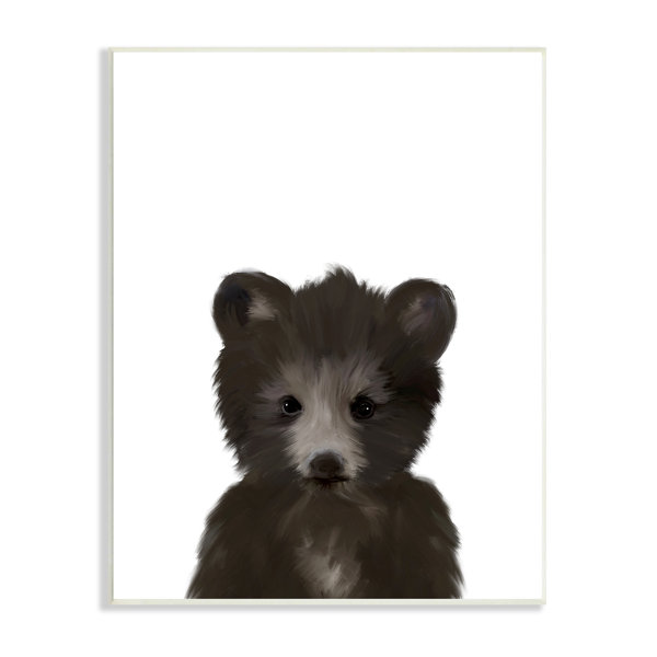 Stupell Industries Baby Black Bear Animal Kids Painting by Leah ...