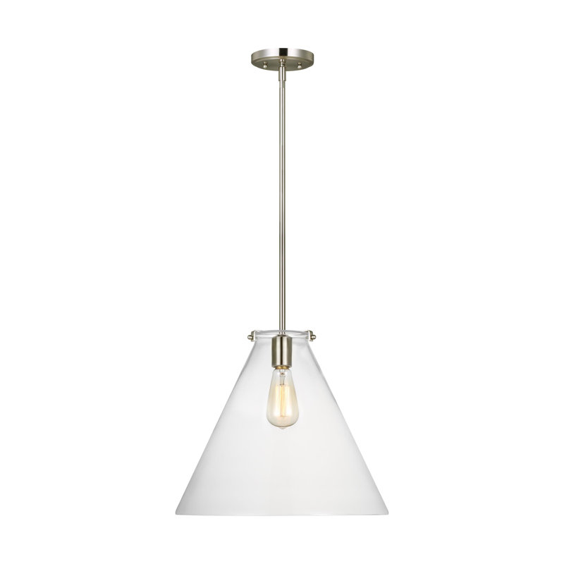 Luminaire suspendu conique à 1 lumière Catryn, Nickel brossé