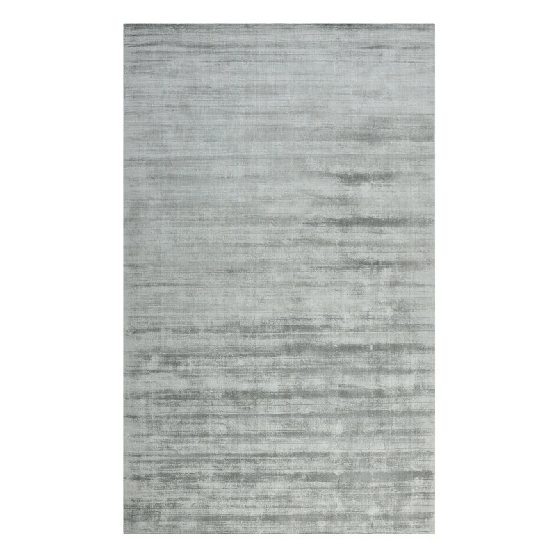 Tapis gris en soie tissé à la main, Rectangle 4pi x 6 pi