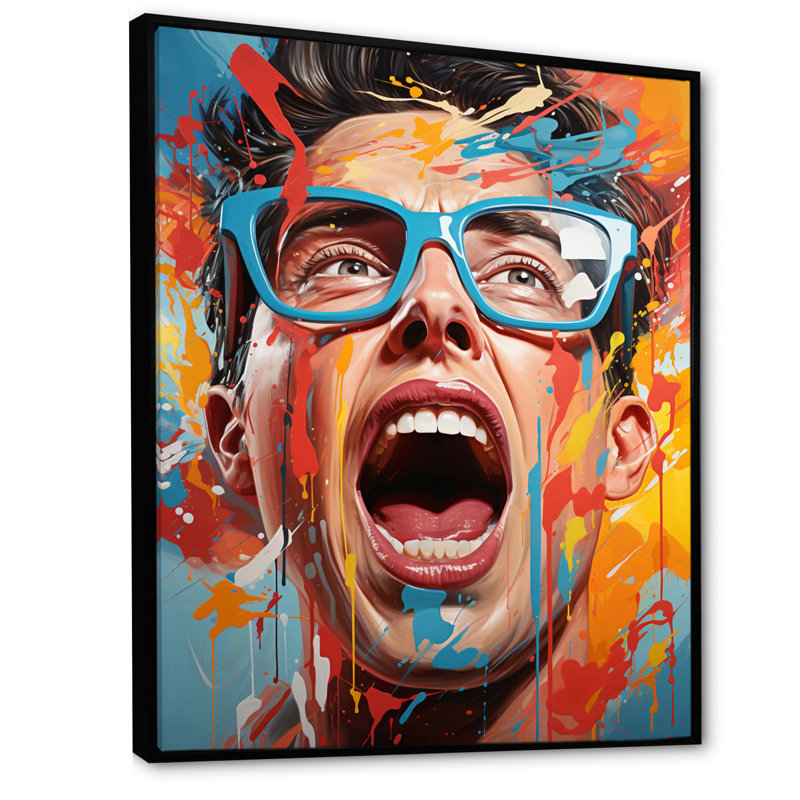 Pop Art Selfportrait III - reproduction d'art moderne sur toile, H 20 po x l 12 po x P 1 po, Cadre flottant noir