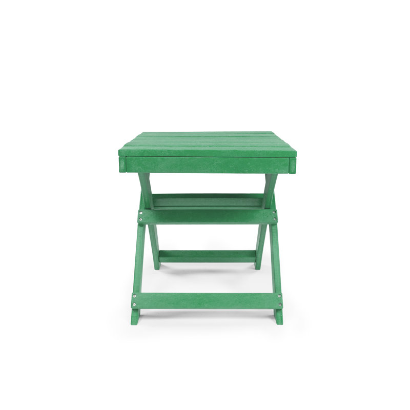Seaview Fully Assembled All-Weather Recycled HDPE Outdoor Folding Side Table, Green