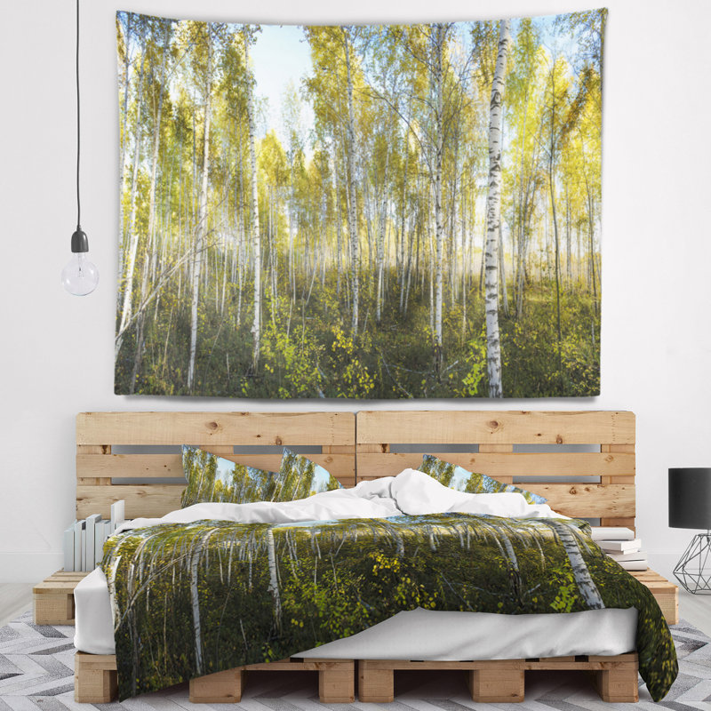 Tapisserie paysage vert d'automne, H 78 po x l 92 po
