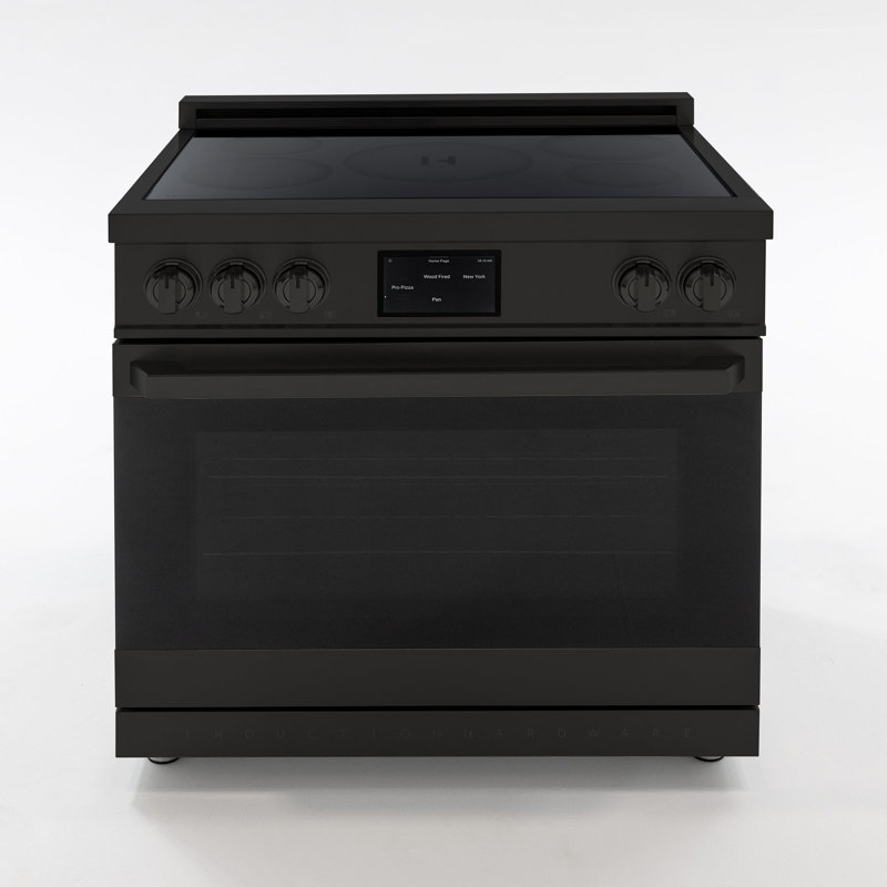 Professional 36 Inch Induction Range with Convection Oven & Air Fry, 5 Burner Electric Stove, Pizza Stone, Black Stainless Steel by Induction Hardware