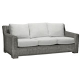 Rustic 81.25" Wide Outdoor Wicker Patio Sofa with Cushions