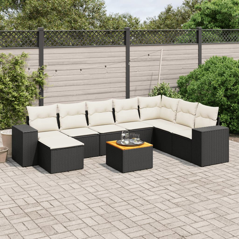 Ensemble de canapé de jardin Vidaxl noir, crème