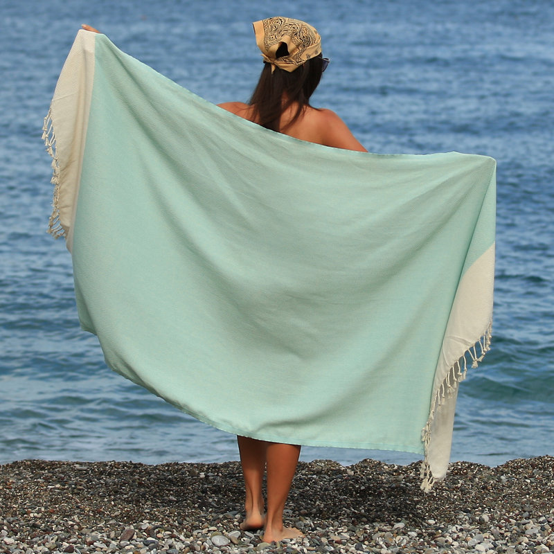 Fulvia Turkish Cotton Beach Towel, Mint Green