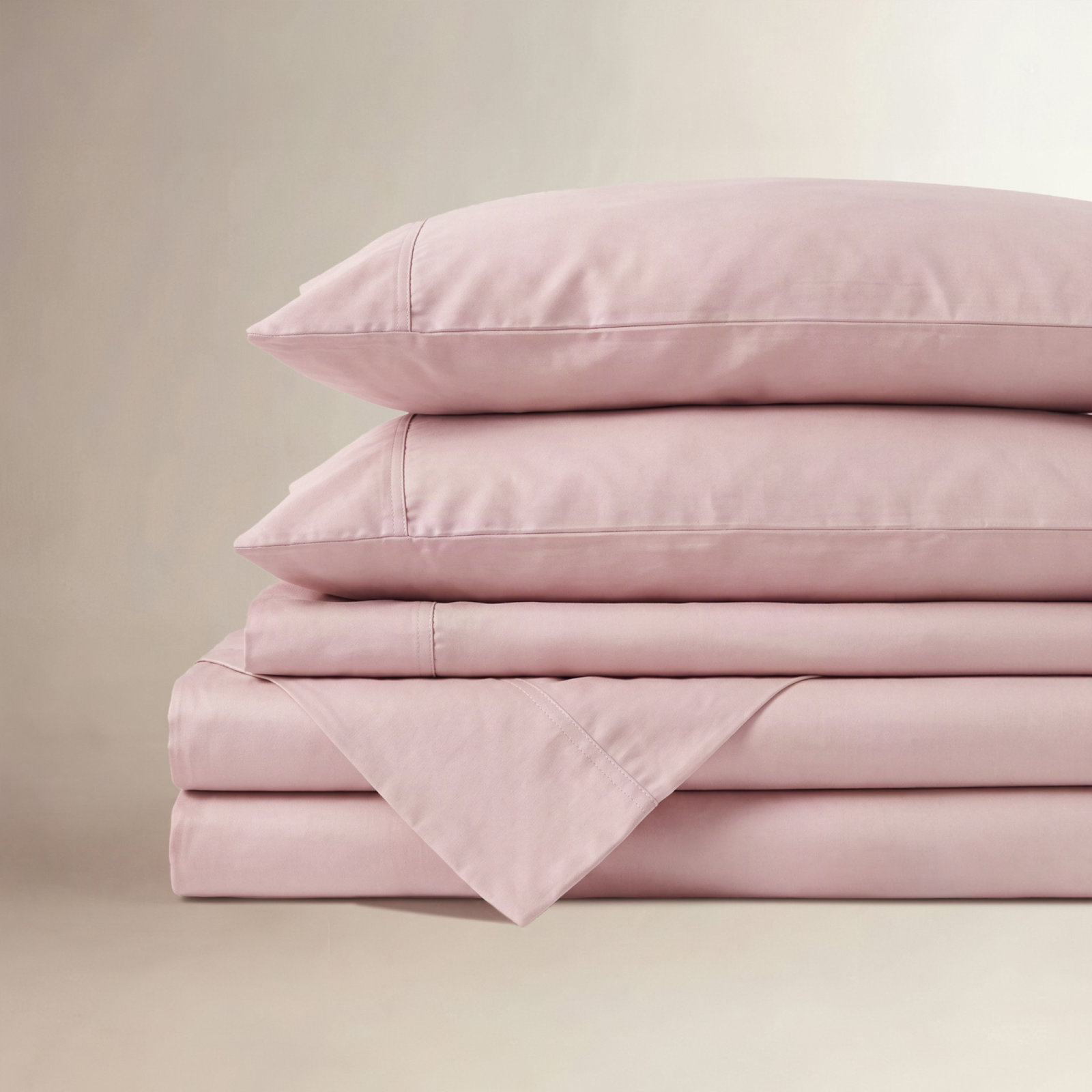 Lyocell Cotton Sheet Set, Queen Sheet Set with 1Fitted Sheet and2Pillowcases, Pink