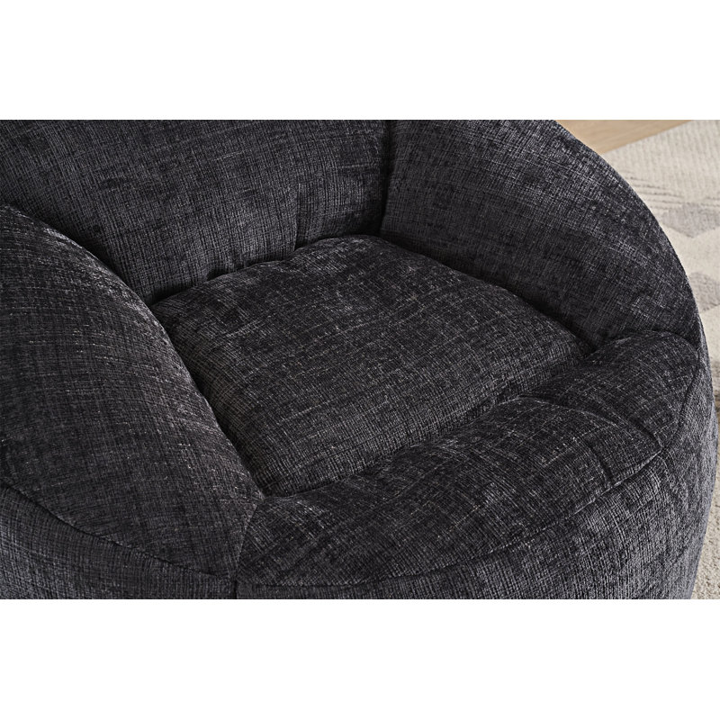 Fauteuil à billes en chenille avec repose-pieds, Chenille noir