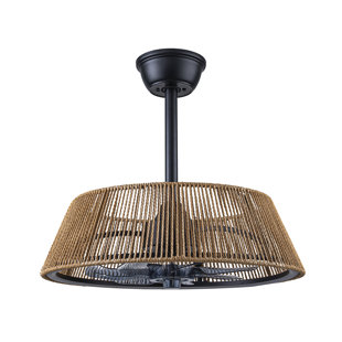 Farmhouse LED Flush Mount Fan with Remote