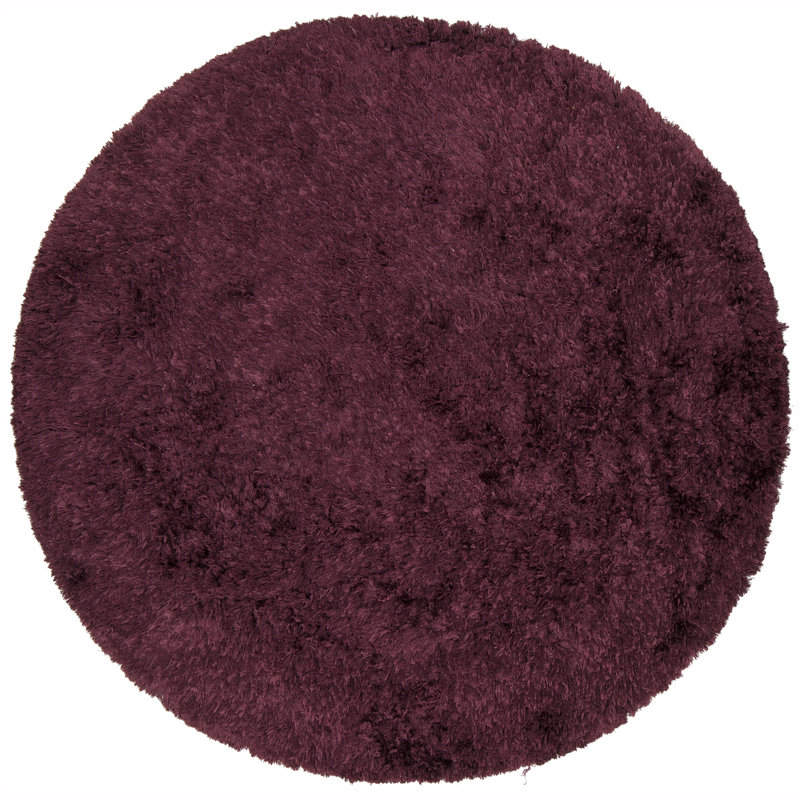 Celecot Hand Loomed Modern Area Rug in Plum, Round 7'9"