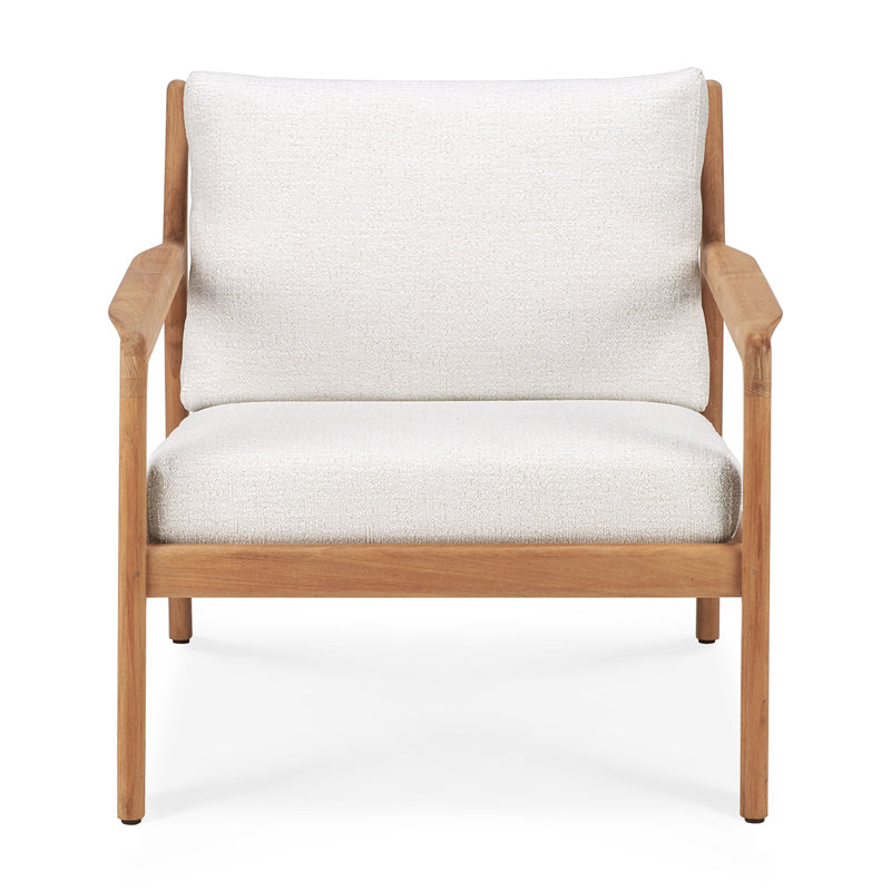 Jack Outdoor Teak Lounge Chair, Brown/Off White