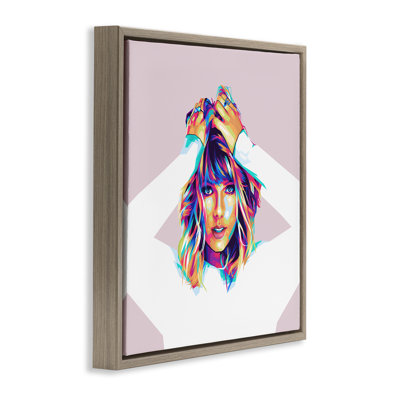 «Rainbow Haired Taylor», art mural encadré flottant par Birch & Ink