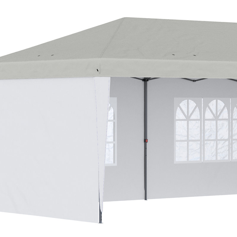 Outsunny 10' X 20' Pop Up Canopy Tent With 4 Sidewalls, 106.8" H x 230" W x 116" D, White