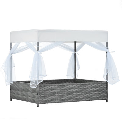 Pet Patio Furniture, Dog Bed, Cover, Elevated Design, - , 100% Fiber Cushion, Easy To Move, Poolside Outdoor Pe Mesh Curtain, Structure, & , 2-Inch