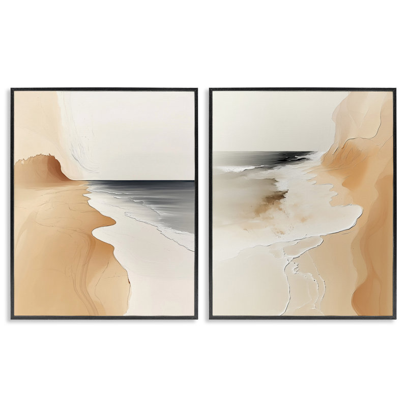«Abstract Beach Dunes», ensemble de 2 giclées encadrées par Annabelle Hall, H 14 po x l 22 po, Giclée encadrée noir minuit