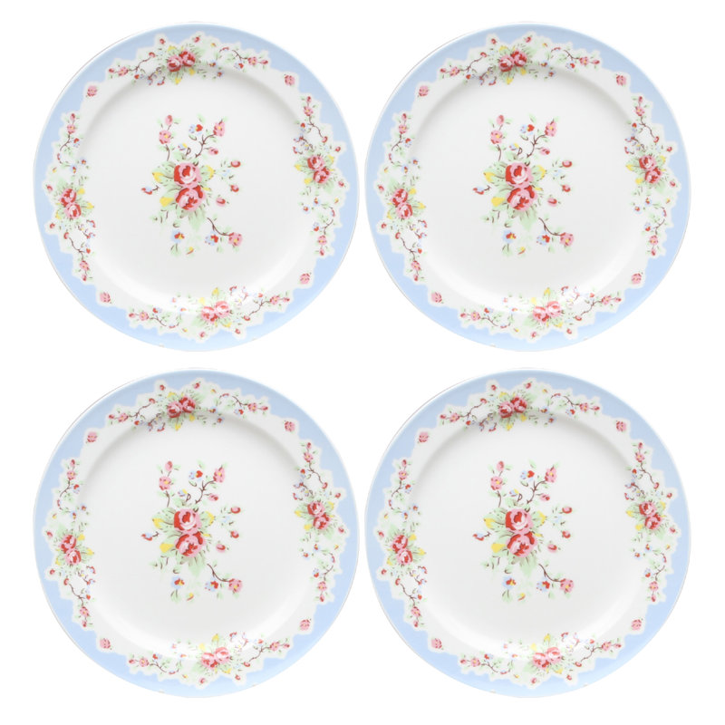 Ensemble de 4 assiettes à salade / dessert en porcelaine 8 po Vintage Blue, Bleu