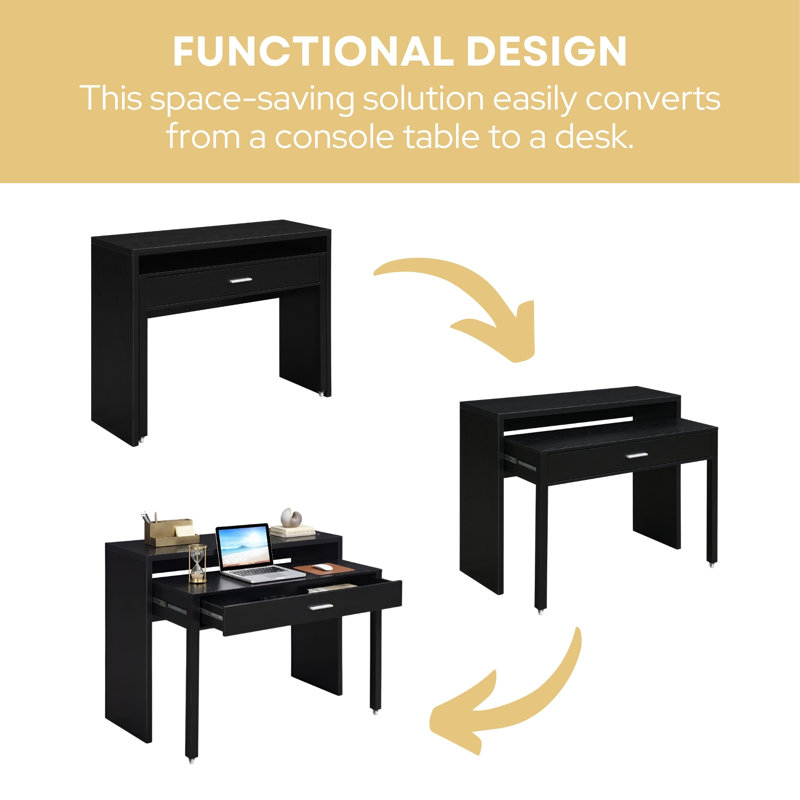 Binca Writing Desk with Drawer, Black