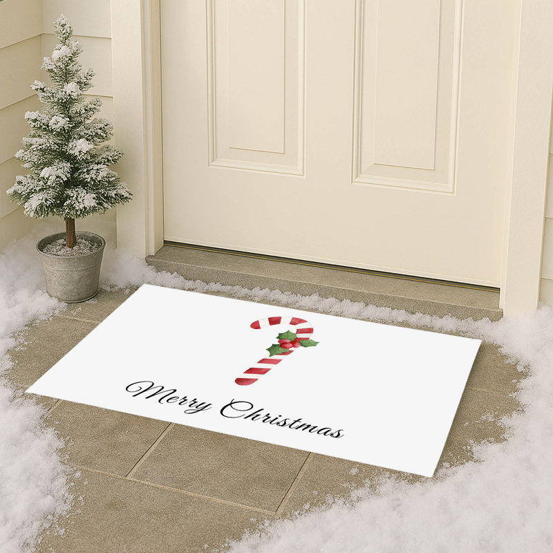 Paillasson Merry Christmas, L 17 po x L 24 po, Blanc d'hiver