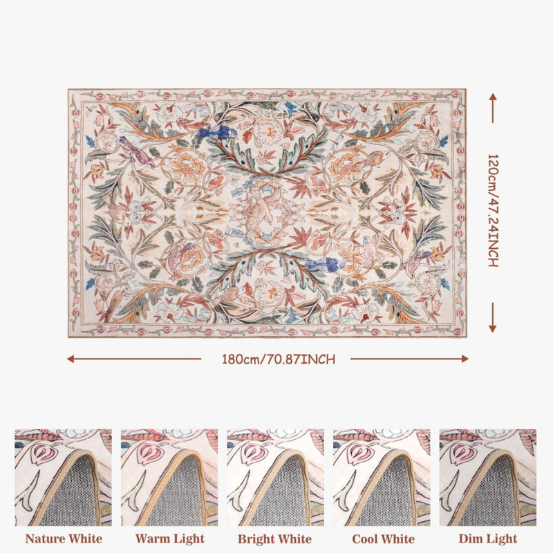 Floral Machine Tufted 120cm X 180cm Area Rug