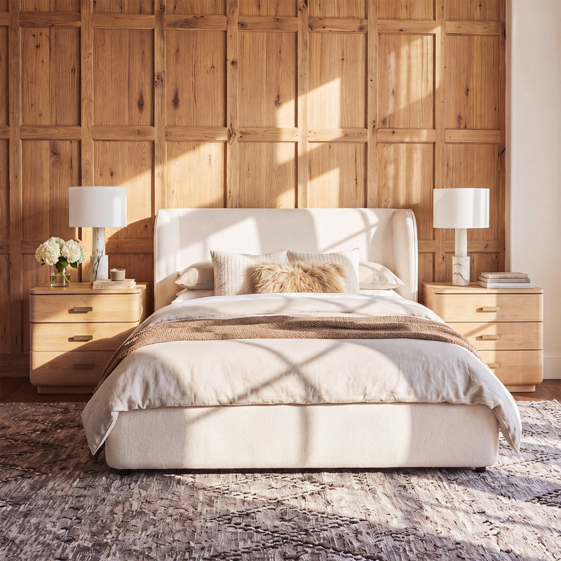 Waynesville Modern 30"W 3-Drawer Oak Wood Fully Assembled Nightstand with Built-In Powerstation and USB, Natural
