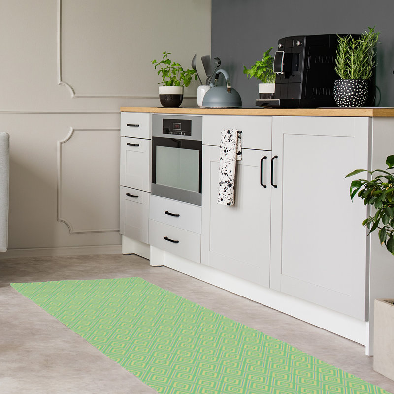 Tapis de zone verte en treillis carré, Tapis de couloir 2 pi 6 po x 8 pi