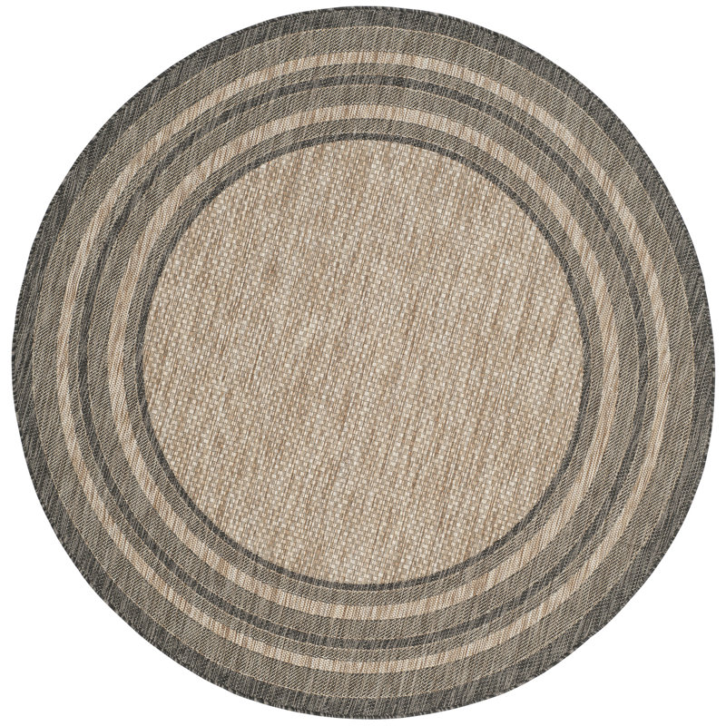 Tapis tissé à la machine Chapa, Beige/Black, Rond 9 pi