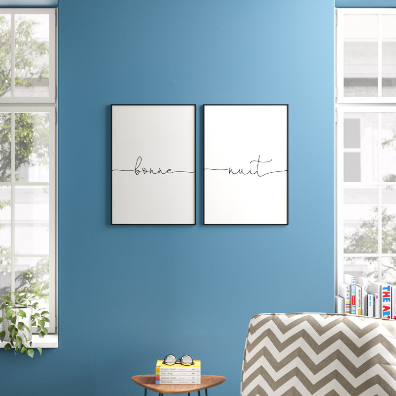 Bonne Nuit - 2 Piece Print, Brushed Copper Frame, 41 cm H x 31 cm W x 2.5 cm D