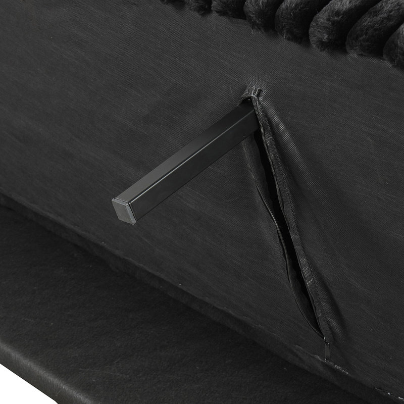 Pieds de base de lit en métal de style contemporain convertis en pieds avec pieds cachés, Noir